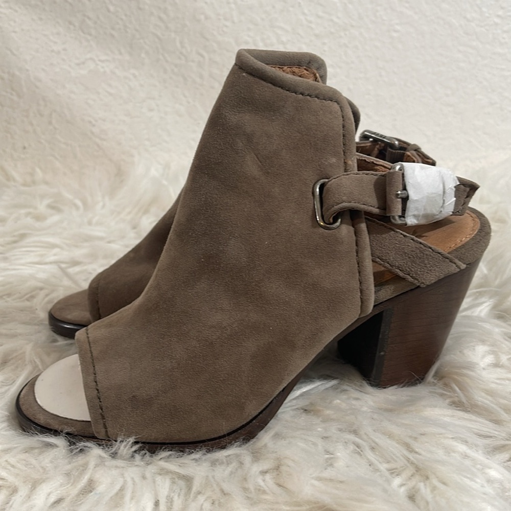 FRYE Dani Shield Sling Peep-Toe Ankle Boot Dark Taupe Booties Leather Size 6 NEW - Picture 7 of 16